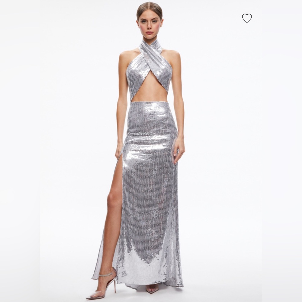 Alice + Olivia May Halter Neck Sequin Gown - Picture 5 of 12
